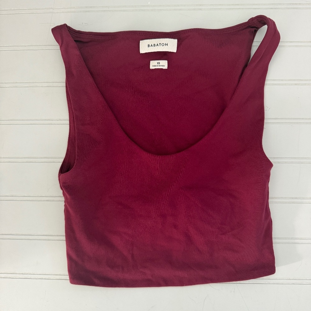 Aritzia Burgundy Cropped Tank Top